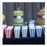 view our unique display of popcorn wedding favors set up at your event